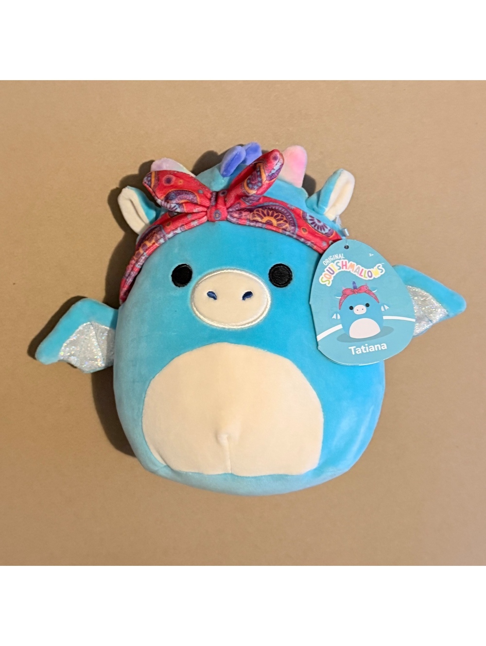 Squishmallows Tatiana Dragon 8” Teal Red Paisley Bandana Plush NWT 2022